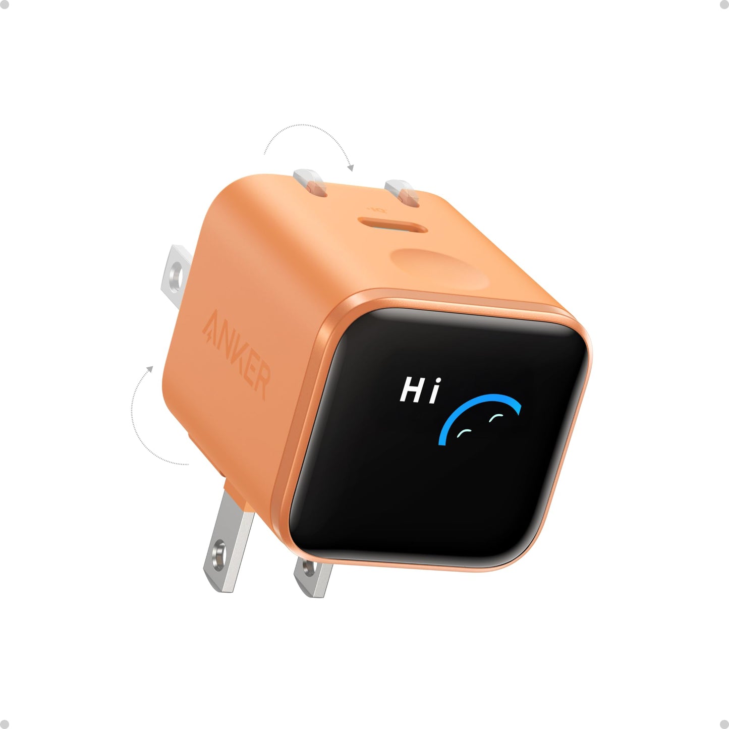 Anker Nano USB-C Cargador de Pared 45W | Carga Rápida con Pantalla Inteligente, Enchufe Plegable 180°, Reconocimiento Automático, Modo de Cuidado – Compatible con iPhone 17/16/15 (Sin Cable Incluido)