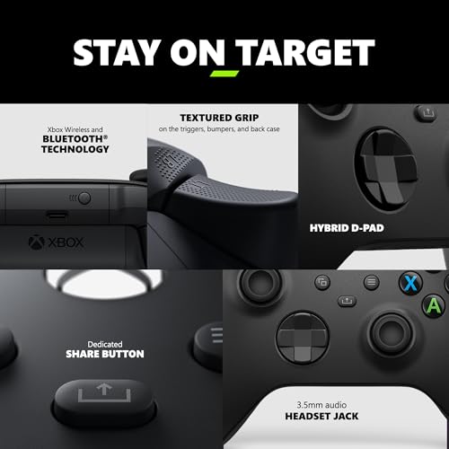 Xbox Wireless Gaming Controller + USB-C® Cable (2025) – Carbon Black – Play on Xbox, Windows, Android, iOS, FireTV Sticks, Smart TVs, VR Headsets